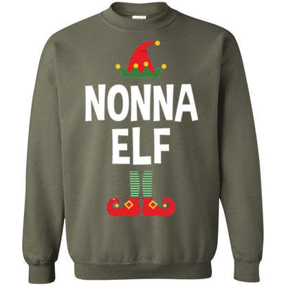 Christmas T-shirt Nonna Elf Christmas Pajamas Military Green