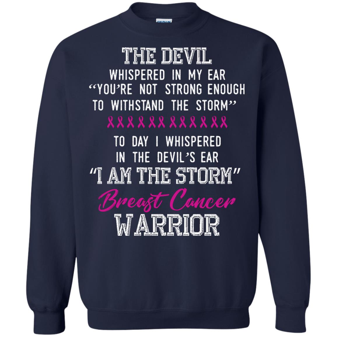 Breast Cancer Warrior T-shirt I Am The Storm Breast Cancer Warrior With Pink Ribbons Navy