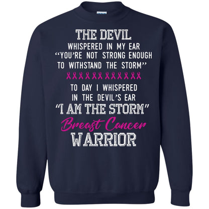 Breast Cancer Warrior T-shirt I Am The Storm Breast Cancer Warrior With Pink Ribbons Navy
