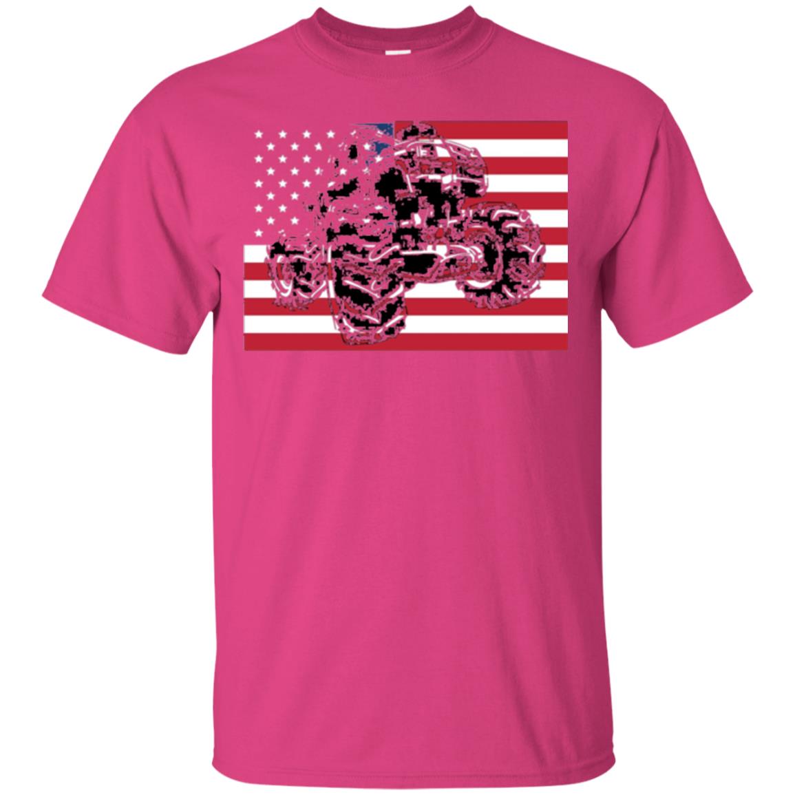 Trucking Lover T-shirt Usa Flag Big Monster Truck Heliconia