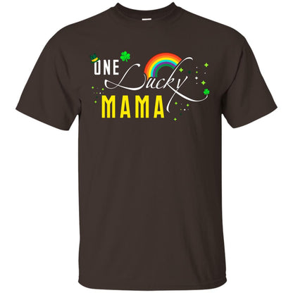 One Lucky Mama St. Patrick_s Day T-shirt Dark Chocolate