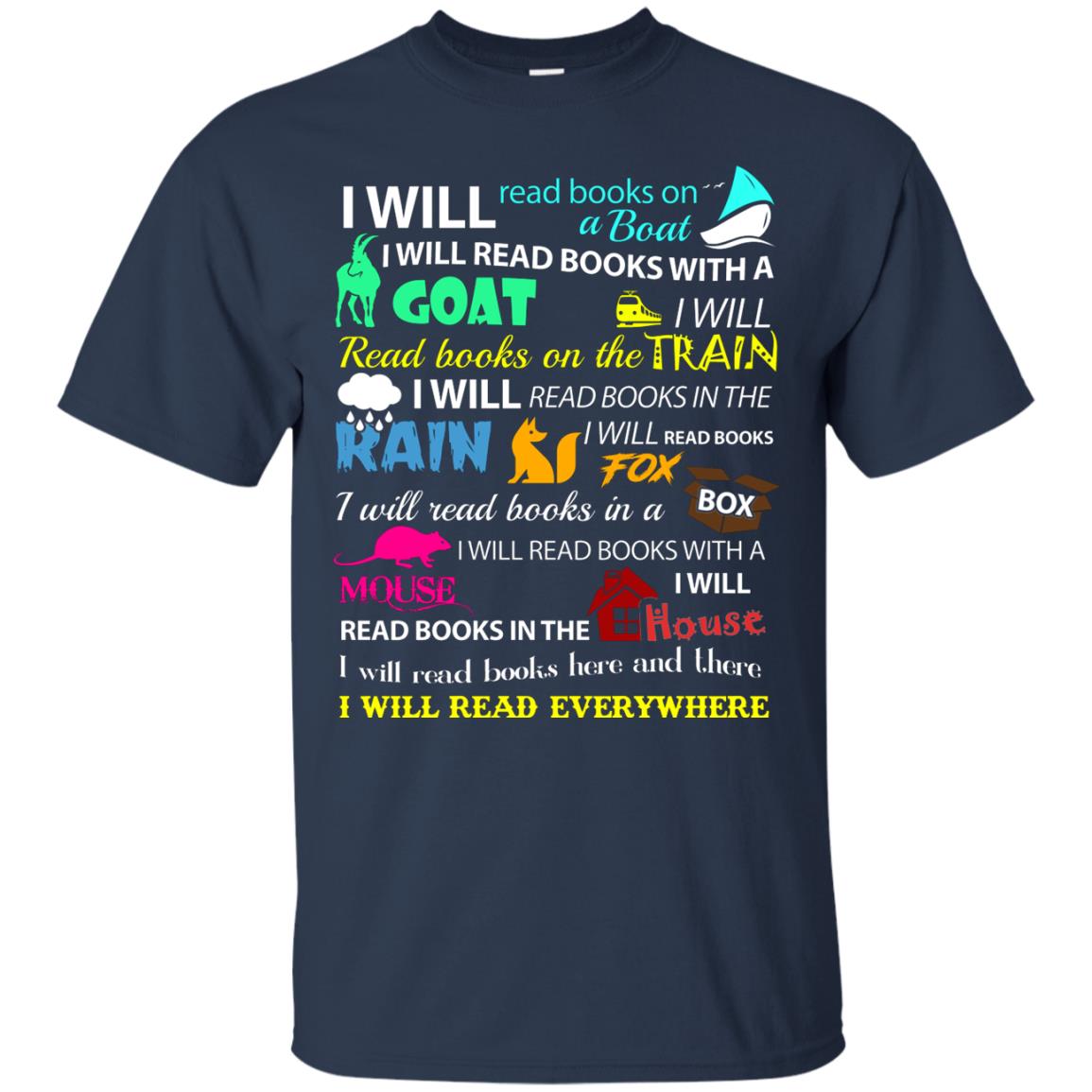 I Will Read Books On A Boat Bookworm T-shirt Navy