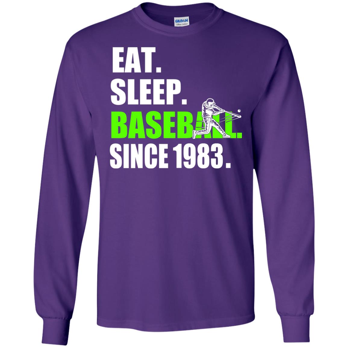 Eat Sleep Baseball Since 1983 35th Birthday Shirt Purple