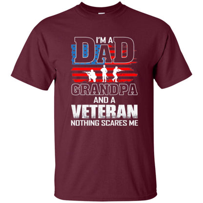 Veteran T-shirt I Am A Dad Grandpa And A Veteran Maroon