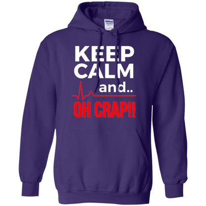Funny Emergency Room T-shirt Keep Calm Oh Crap Flatline Purple