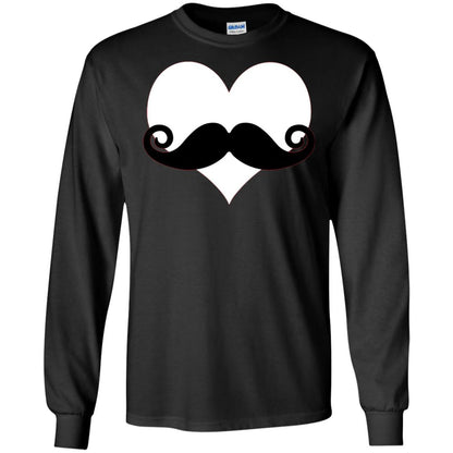 Mustache Heart Valentines Day T-shirt Black