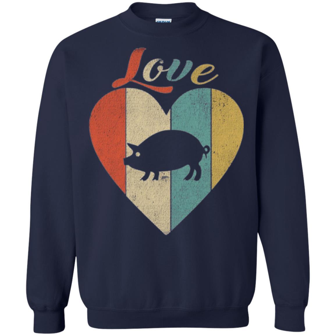 Beautiful Vintage Retro Pig Lover T-shirt Navy