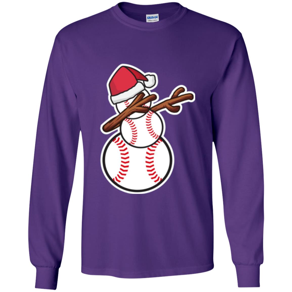 Christmas T-shirt Dabbing Snowman Baseball Purple