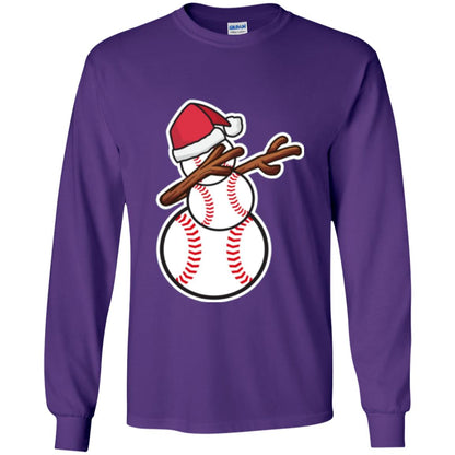 Christmas T-shirt Dabbing Snowman Baseball Purple