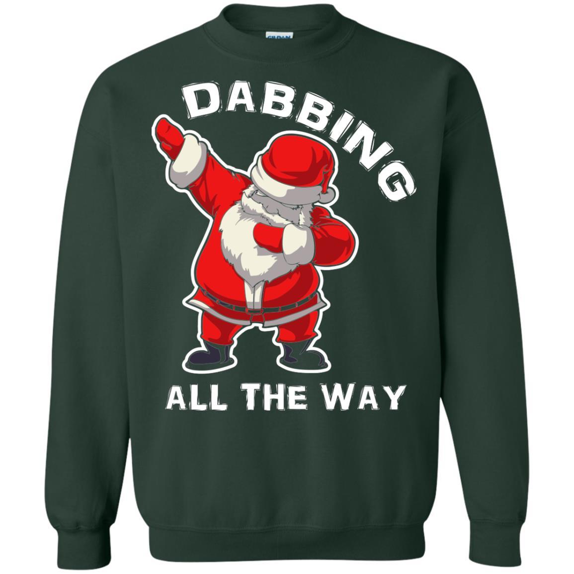 Chirstmas T-shirt Dabbing All The Way Forest Green