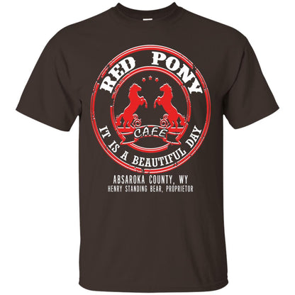 Red Pony It Is A Beautiful Day T-shirt Dark Chocolate