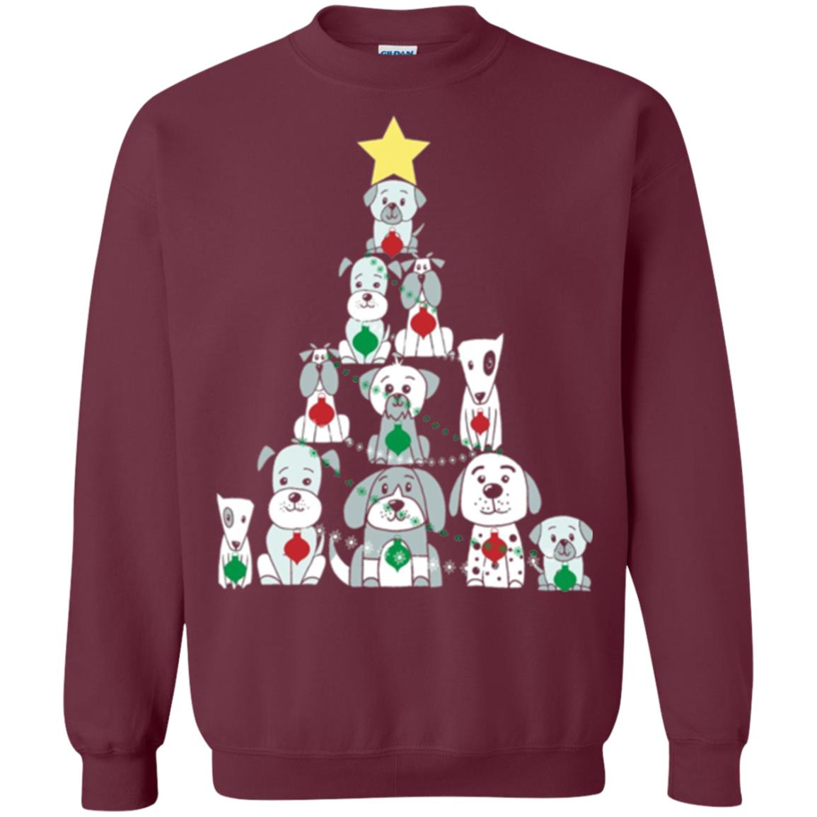 Dogs Lovers T-shirt Christmas Tree By Dogs Maroon