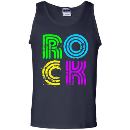 Bright Neon Colours Rock 80_s Retro Theme T-shirt Navy