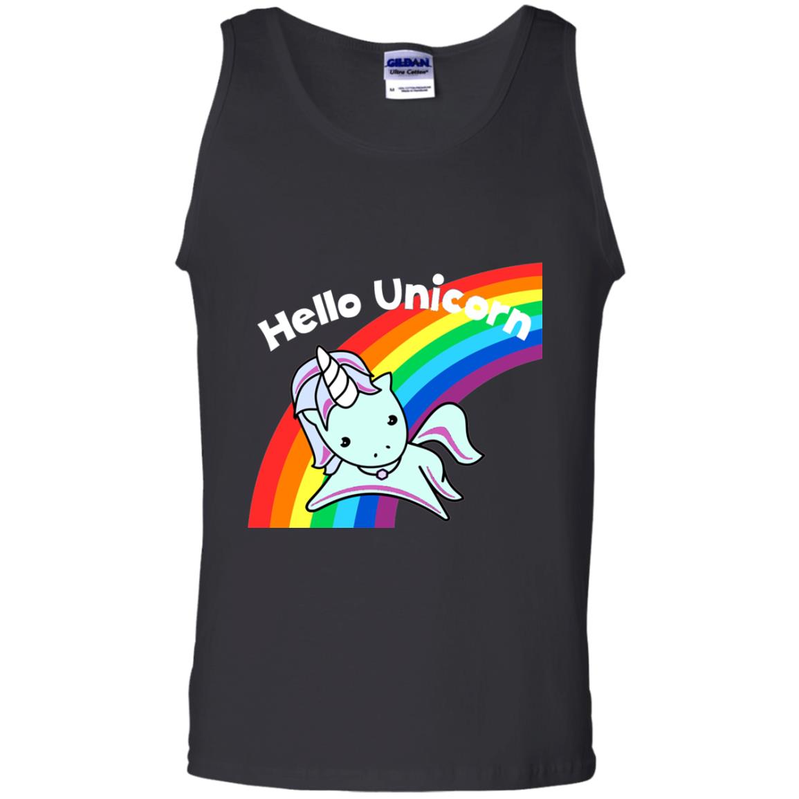Pink Hello Unicorn Rainbow Unicorn Lover T-shirt Black