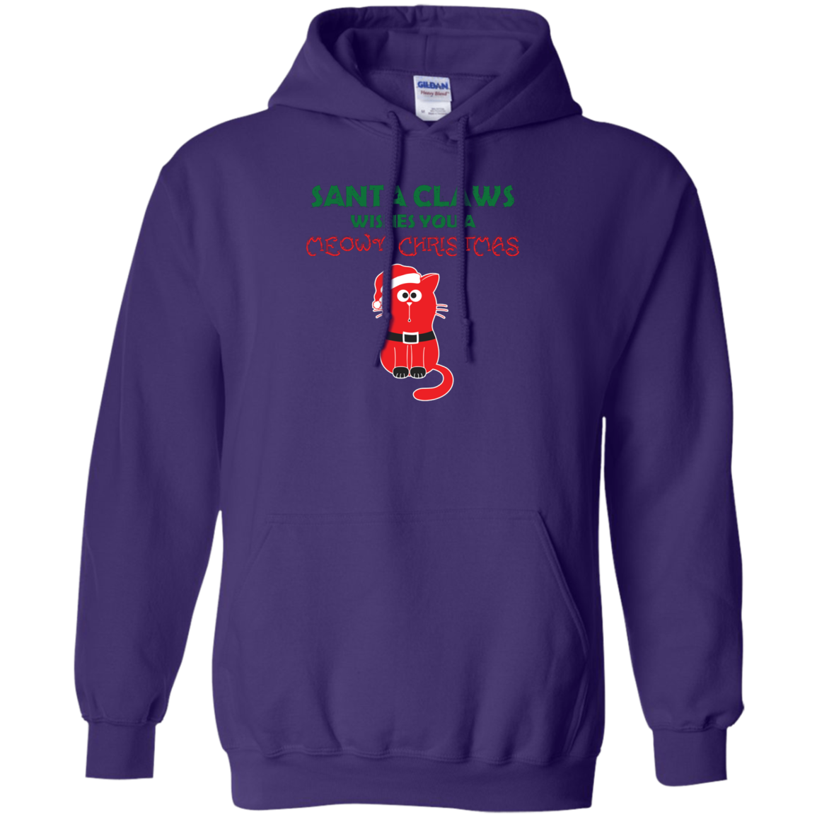 Christmas T-shirt Santa Claws Wishes You A Meowy Christmas Purple