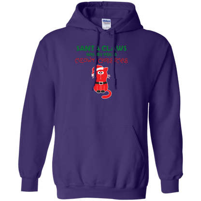 Christmas T-shirt Santa Claws Wishes You A Meowy Christmas Purple