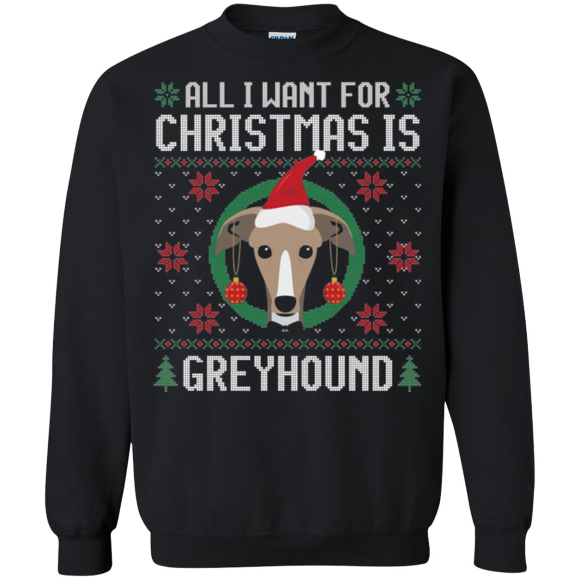 Chirstmas T-shirt All I Want For Christmas Is Greyhound Black