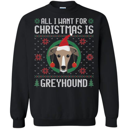 Chirstmas T-shirt All I Want For Christmas Is Greyhound Black