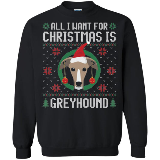 Chirstmas T-shirt All I Want For Christmas Is Greyhound Black