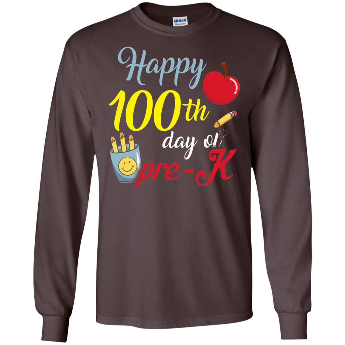 Kindergarter T-shirt Happy 100th Day Of Pre-k Dark Chocolate