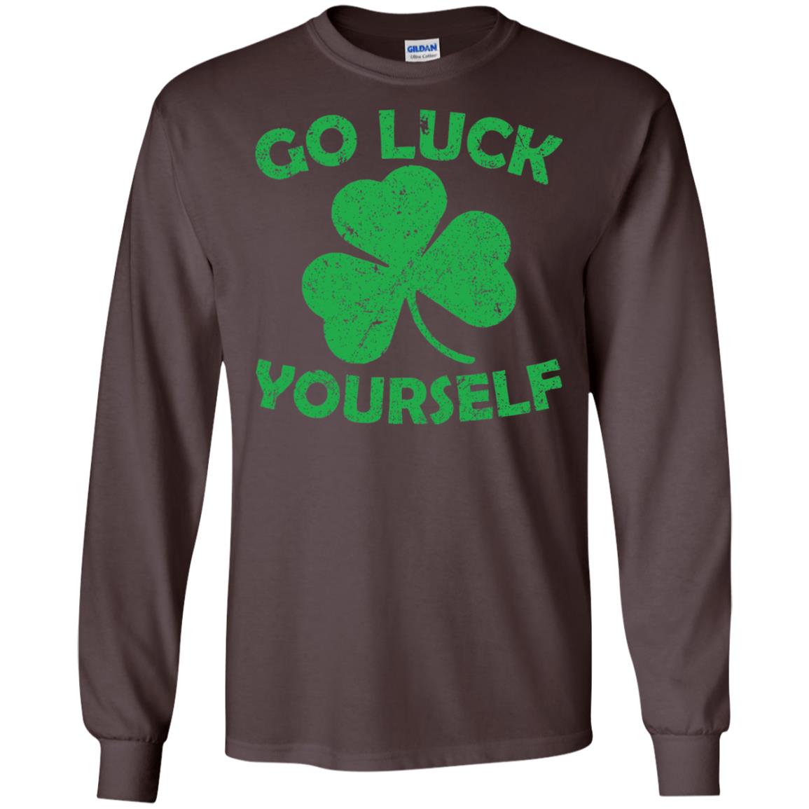 Go Luck Yourself St. Patrick_s Day T-shirt Dark Chocolate