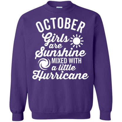 October Girls Are Sunshine Mixed With A Little Hurricane T-shirt Purple
