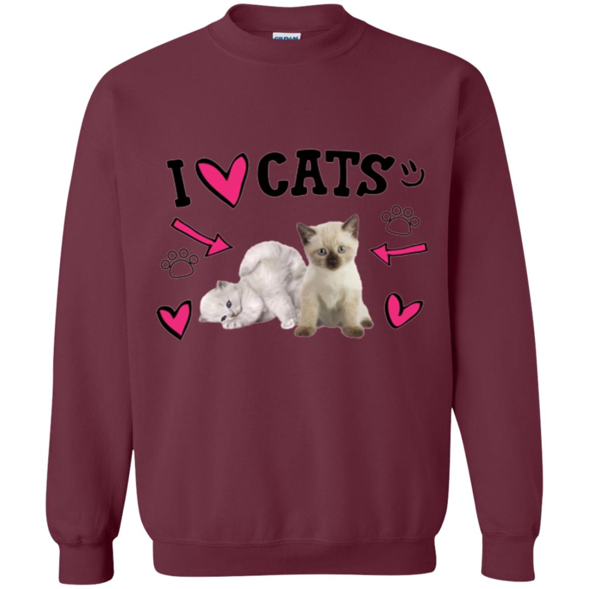 Cat Lover T-shirt I Love Cats Maroon