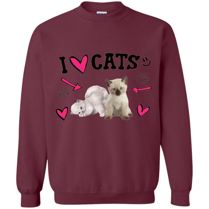 Cat Lover T-shirt I Love Cats Maroon