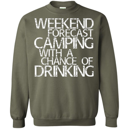 Camper T-shirt Weekend Forecast Camping With A Chance Of Drinking Military Green