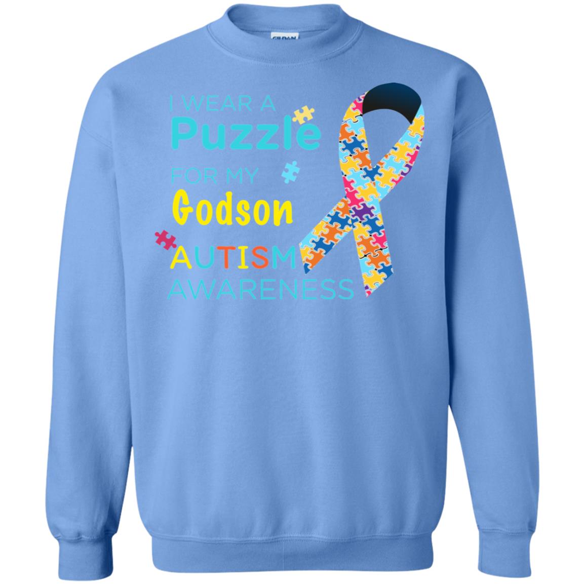 I Wear Puzzle For My Godson Autism Awareness Shirt Carolina Blue