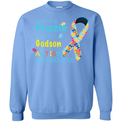 I Wear Puzzle For My Godson Autism Awareness Shirt Carolina Blue