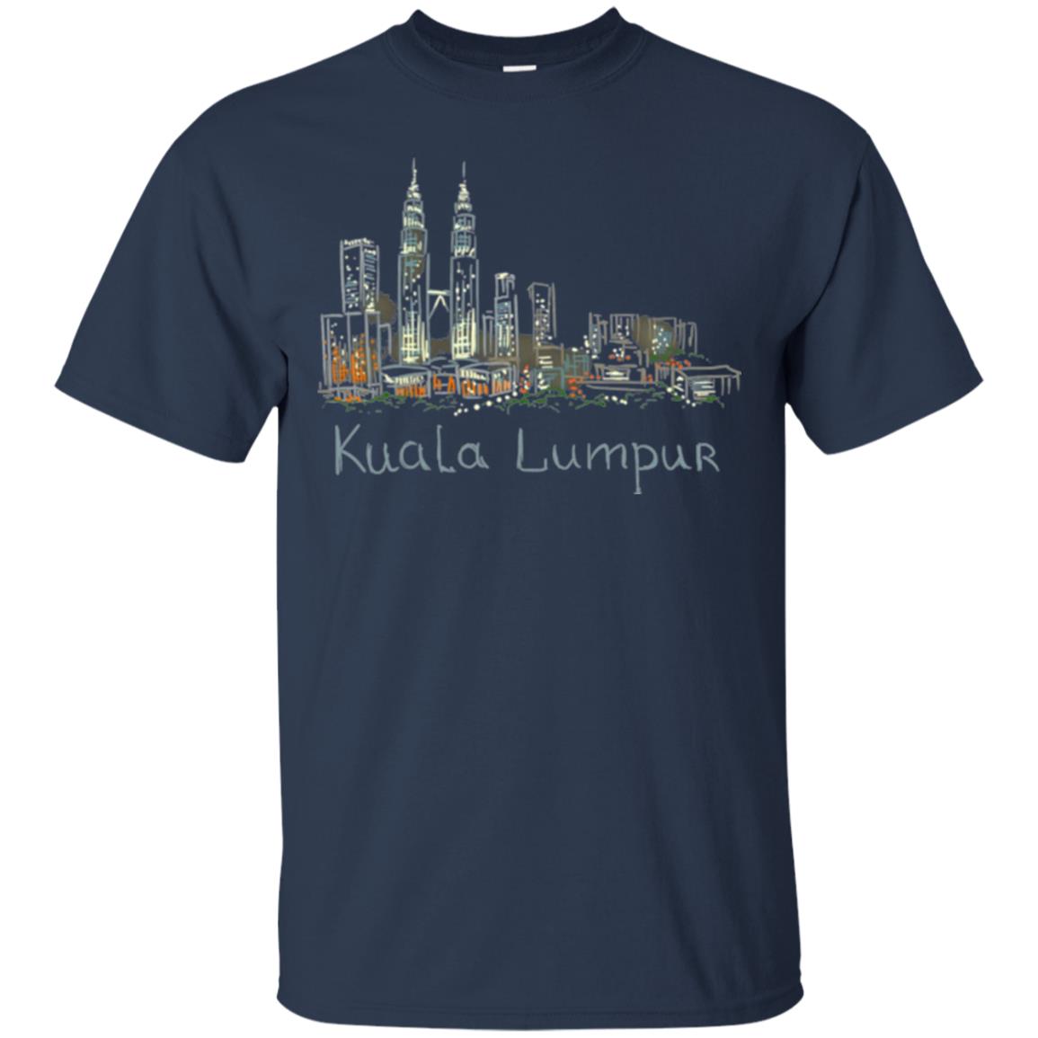 Kuala Lumpur Kl Panorama At Night T-shirt Navy
