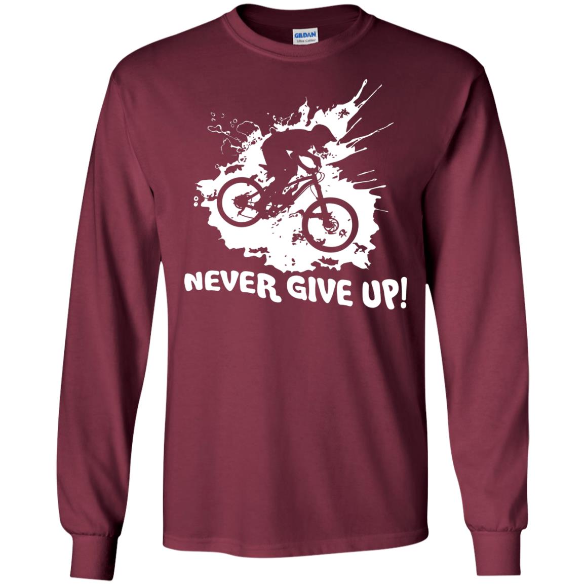 Biker T-shirt Never Give Up Maroon