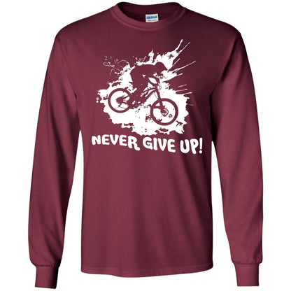 Biker T-shirt Never Give Up Maroon