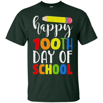 Happy 100th Day Of School Teacher T-shirt Forest Green