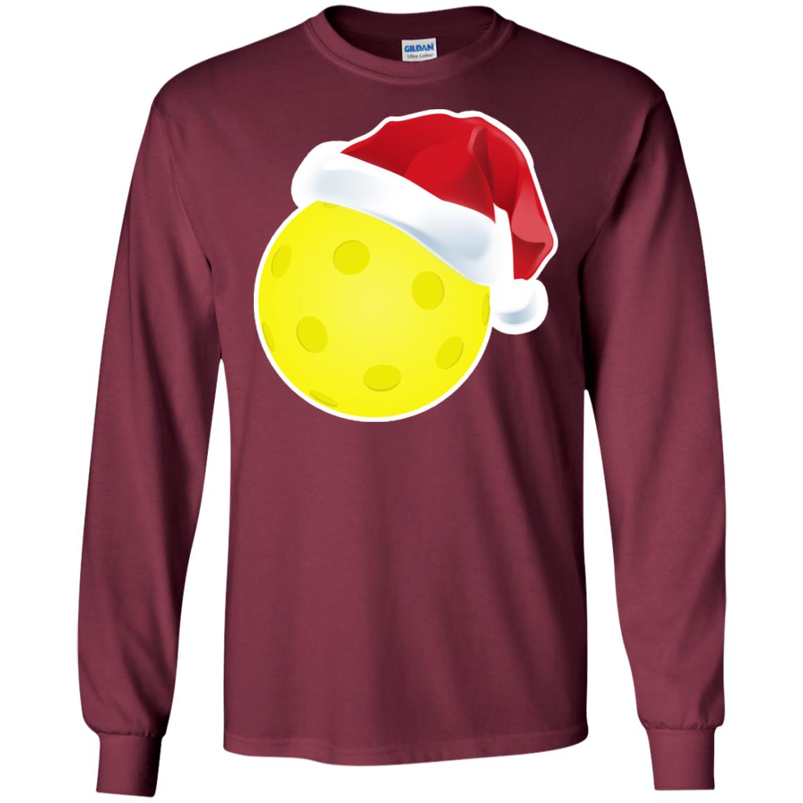 Pickleball With Santa Claus Hat X-mas Shirt For Pickleball Lovers Maroon