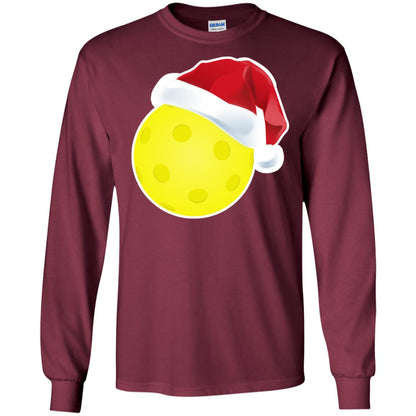 Pickleball With Santa Claus Hat X-mas Shirt For Pickleball Lovers Maroon