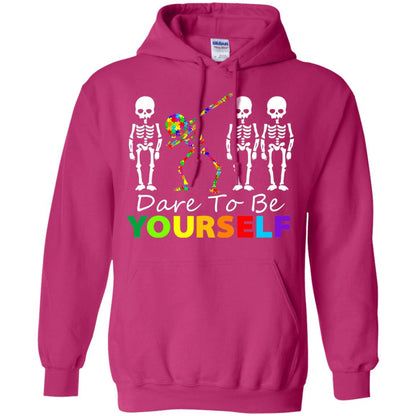 Skeleton Dabbing Dare To Be Yourself Autism Awareness Shirt Heliconia