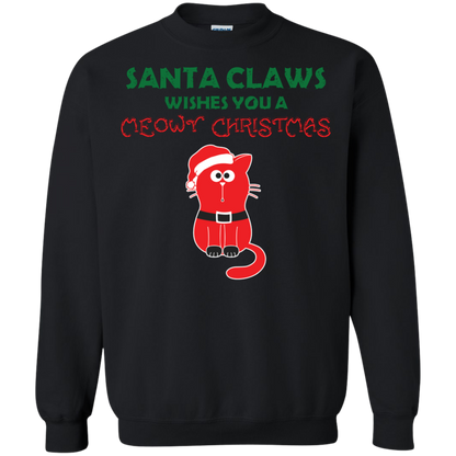 Christmas T-shirt Santa Claws Wishes You A Meowy Christmas Black