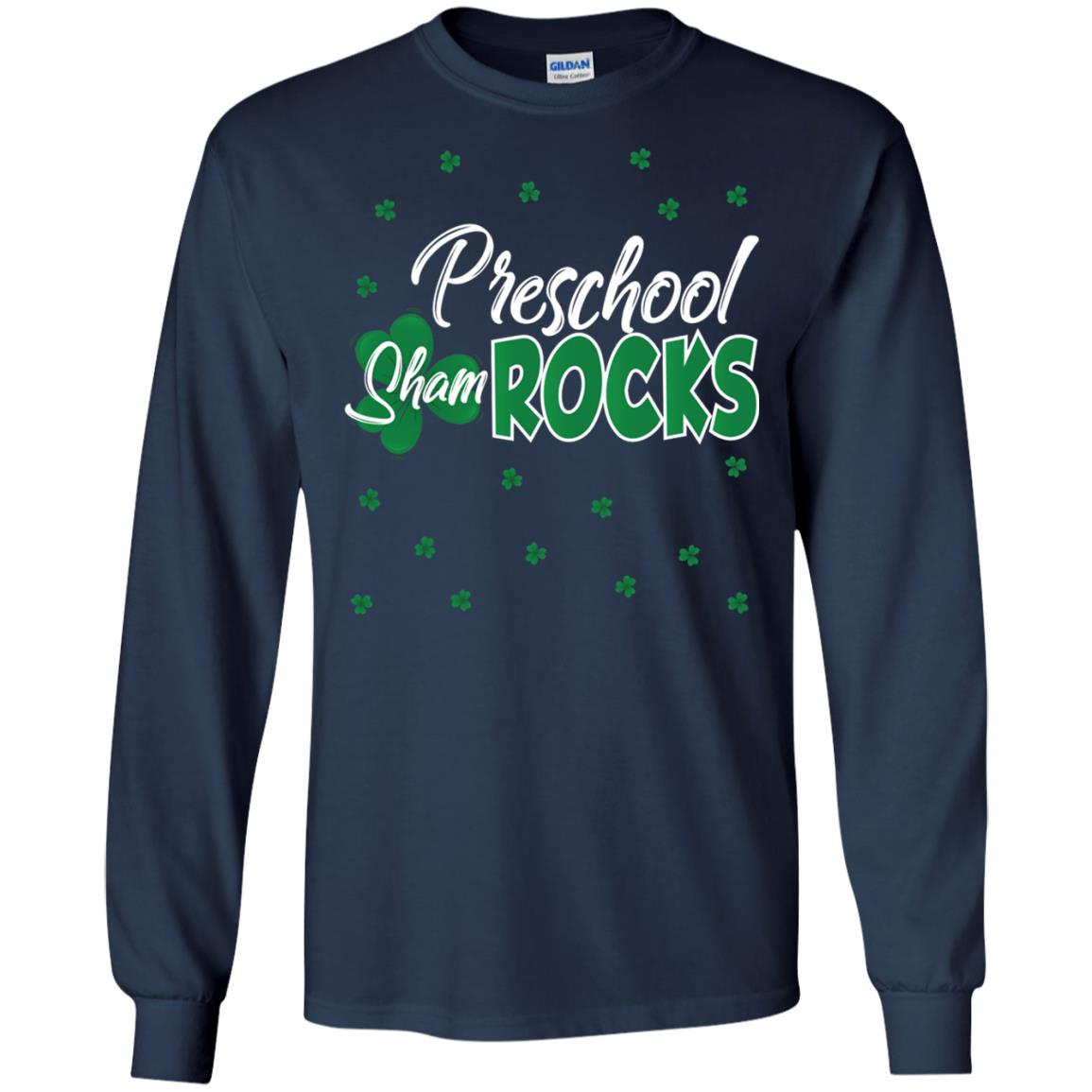 Preschool Shamrocks St. Patrick_s Day School T-shirt Navy