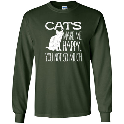 Cat Lover T-shirt Cats Make Me Happy You Not So Much Forest Green