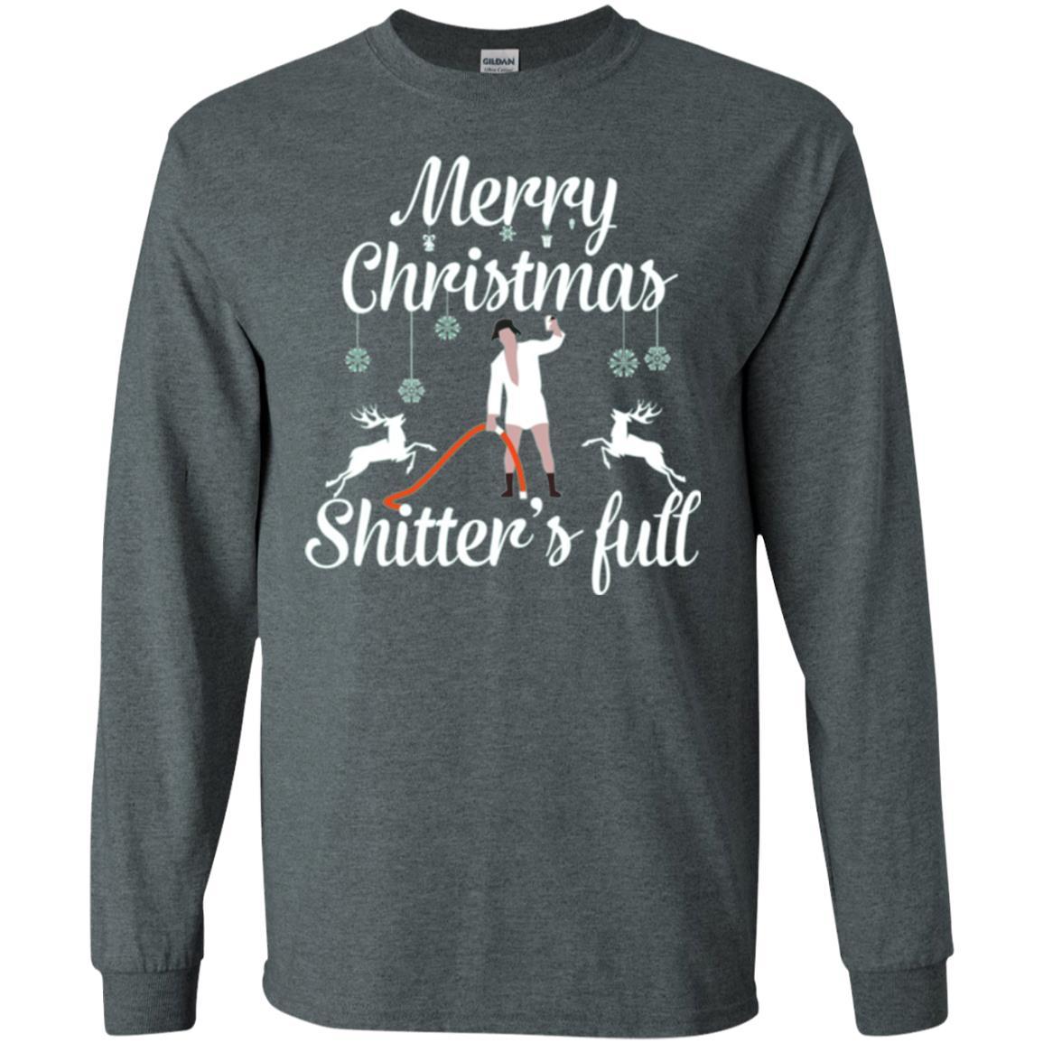 Christmas T-shirt Reindeer Merry Christmas Shitter's Full Dark Heather