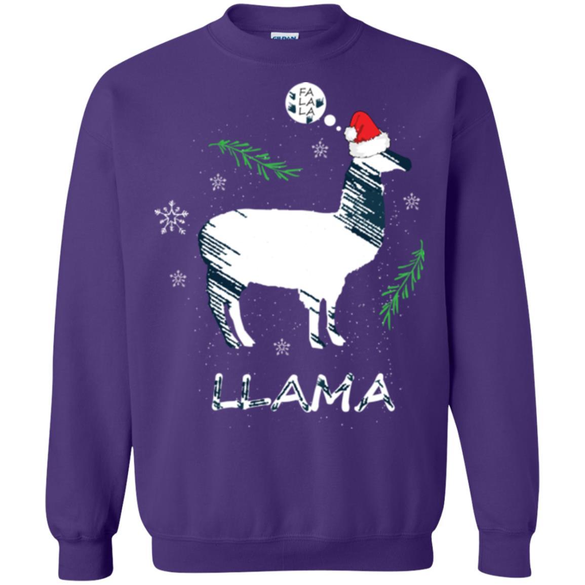 Christmas T-shirt Fa La La La Llama T-shirt Purple