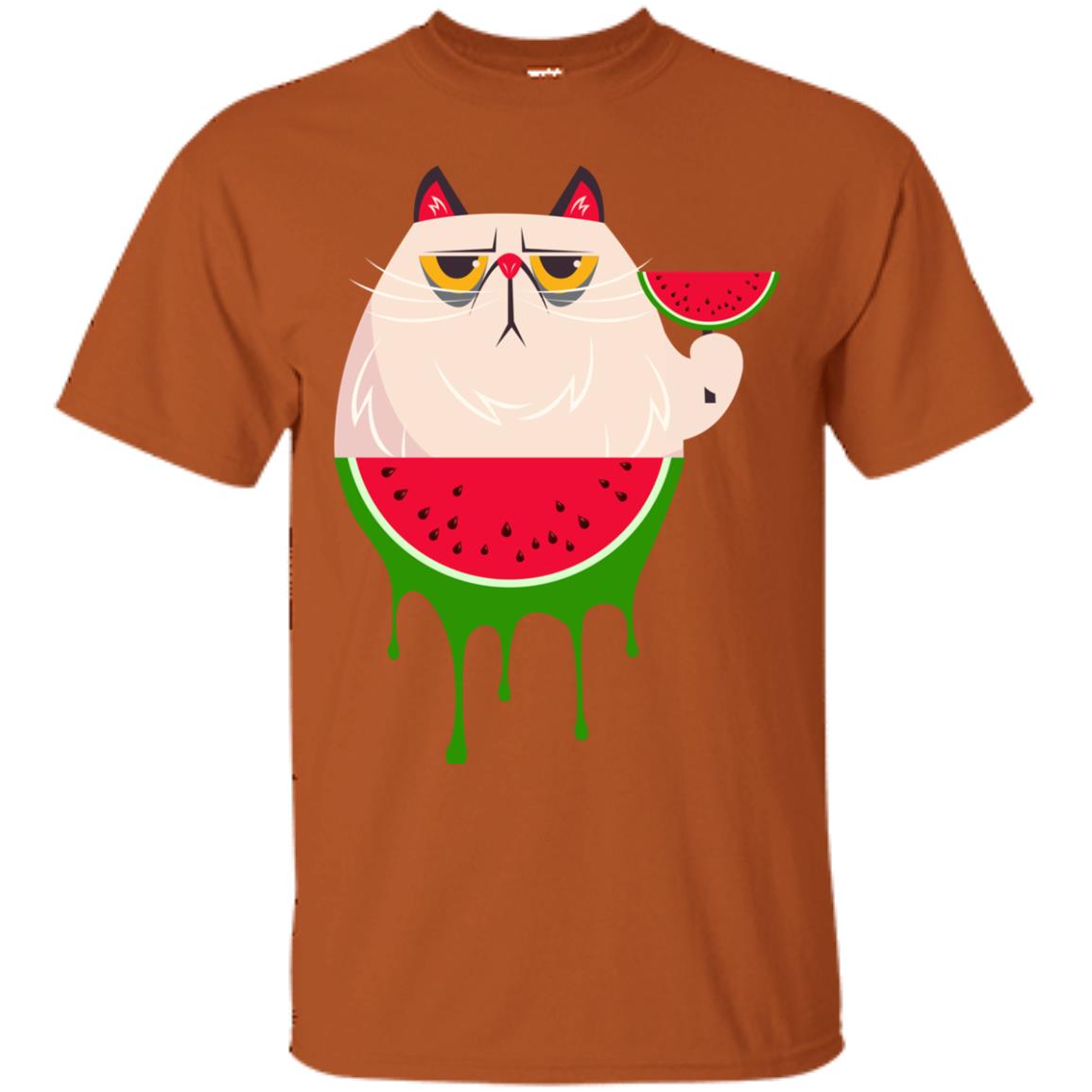 Watermelon Cat Funny Summer Melon Fruit Shirt Texas Orange