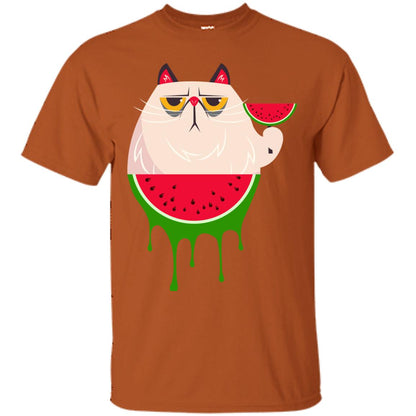 Watermelon Cat Funny Summer Melon Fruit Shirt Texas Orange