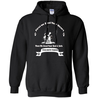 Frist We Steal Your Heart Boston Terrier T-shirt Black