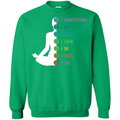 Chakra Meditation Yoga T-shirt I Speak I Love I Do I Feel I Am Irish Green