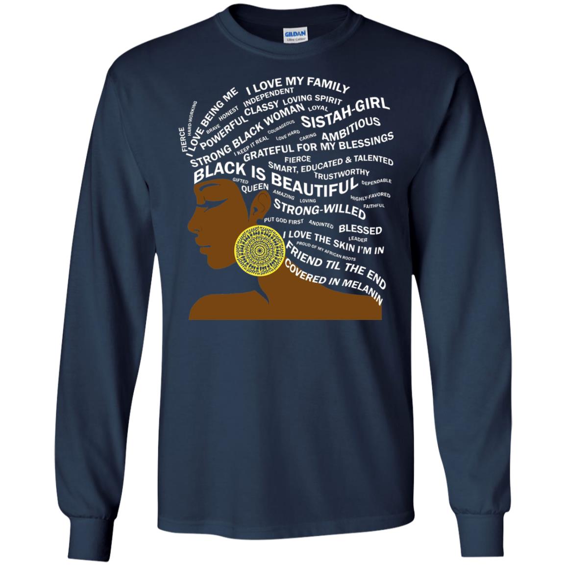 Black Is Beautiful Black History Month Word Art T-shirt Navy