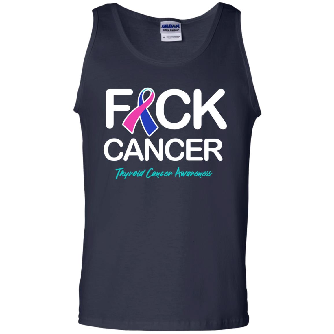 Fck Cancer Thyroid Cancer Awareness T-shirt Navy
