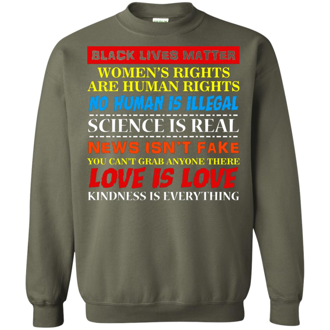 Black Lives Matter Womens Rights Are Human Rights Military Green